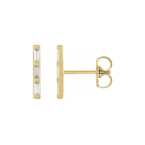 Diamond Bar Earrings 14k Yellow Gold