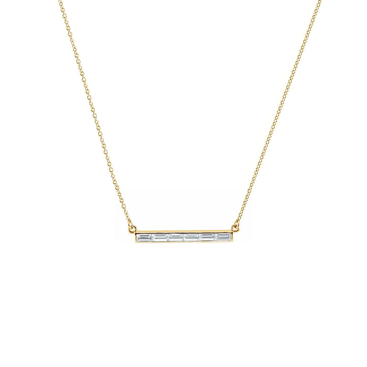 Six Stone Bar Necklace Yellow Gold