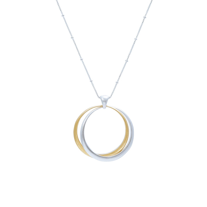 Duo tapered Eclipse classic necklace in sterling silver and yellow bronze