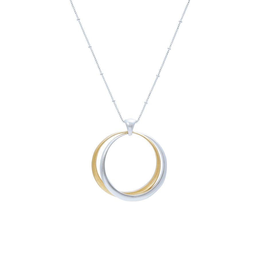 Duo tapered Eclipse classic necklace in sterling silver and yellow bronze