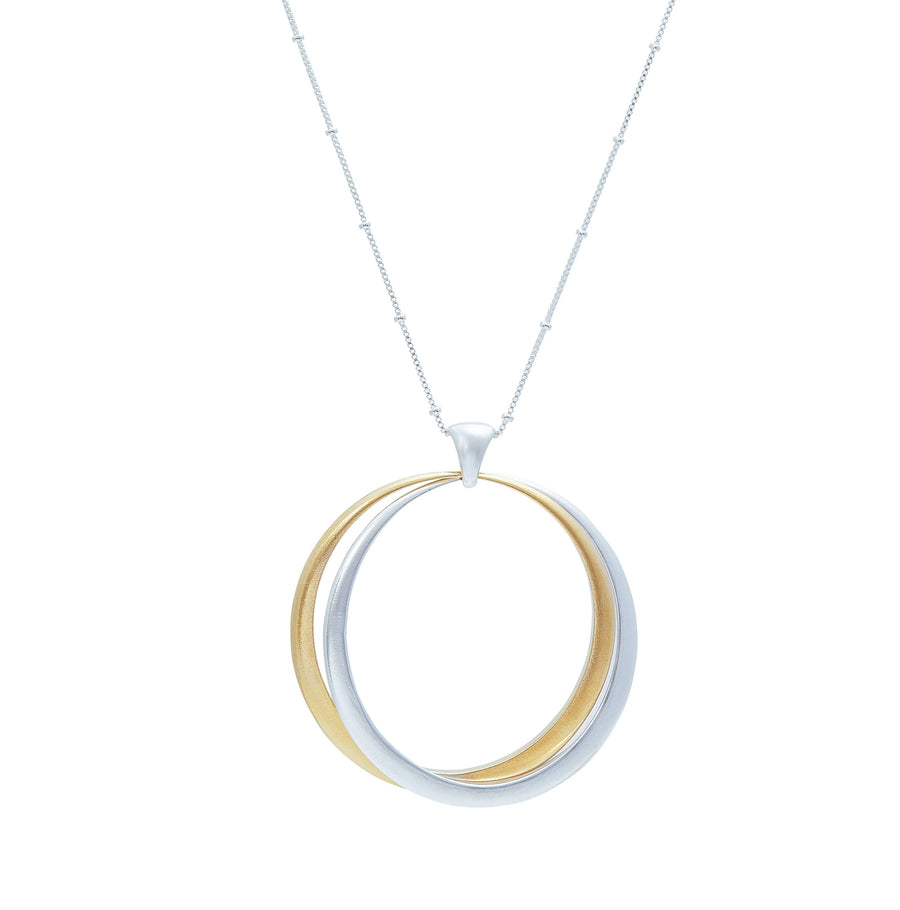 Duo tapered Eclipse statement necklace in sterling silver and yellow bronze