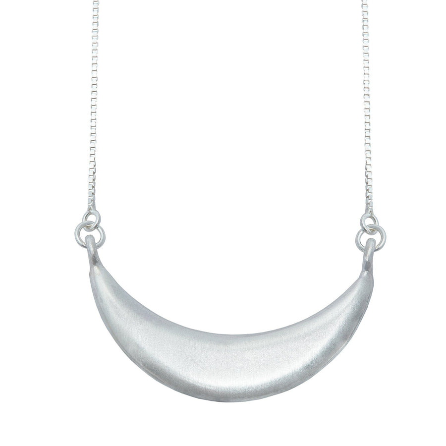 Minimalist silver crescent moon necklace