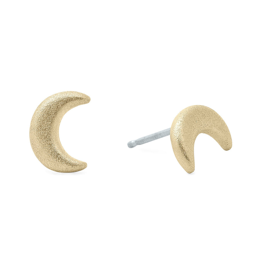Minimalist crescent moon earrings in bronze