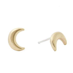 Minimalist crescent moon earrings in bronze