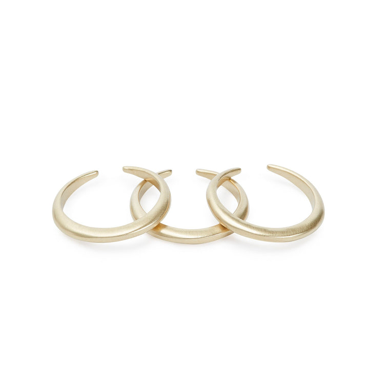 Set of minimalist stacking rings in gold