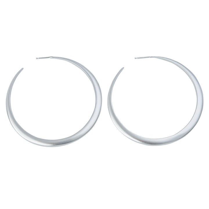 Minimalist crescent hoop earrings in silver