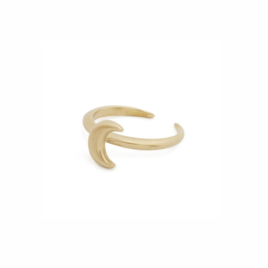Minimalist crescent moon ring in bronze by Cielomar Jewelry